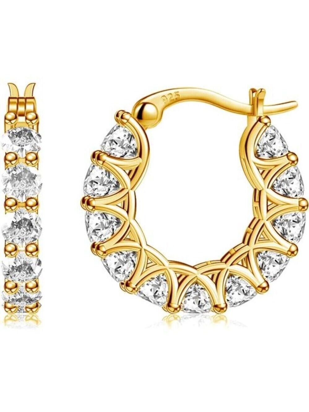 14k Gold Earrings Cubic Zirconia Hoop Diamond Huggies Earrings for Women
